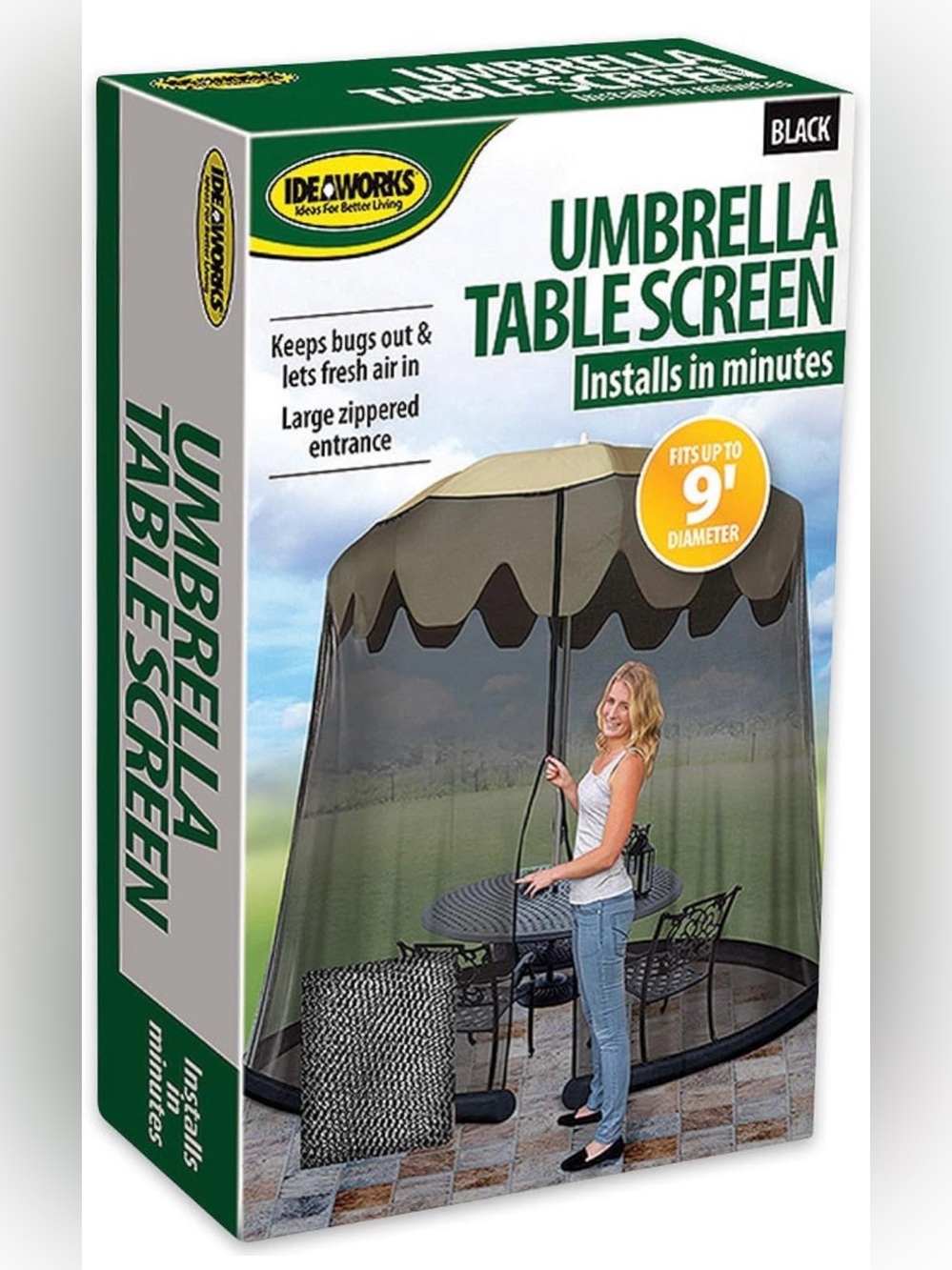 Black Umbrella Table Screen - Keeps Bugs Out